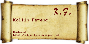 Kollin Ferenc névjegykártya